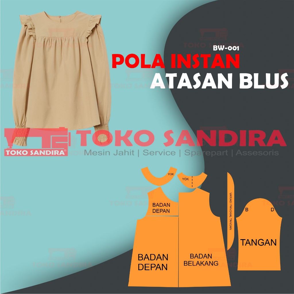 pola instan atasan blus/pola instan atasan wanita/pola blus wanita/pola instan murah/pola jiplak mur