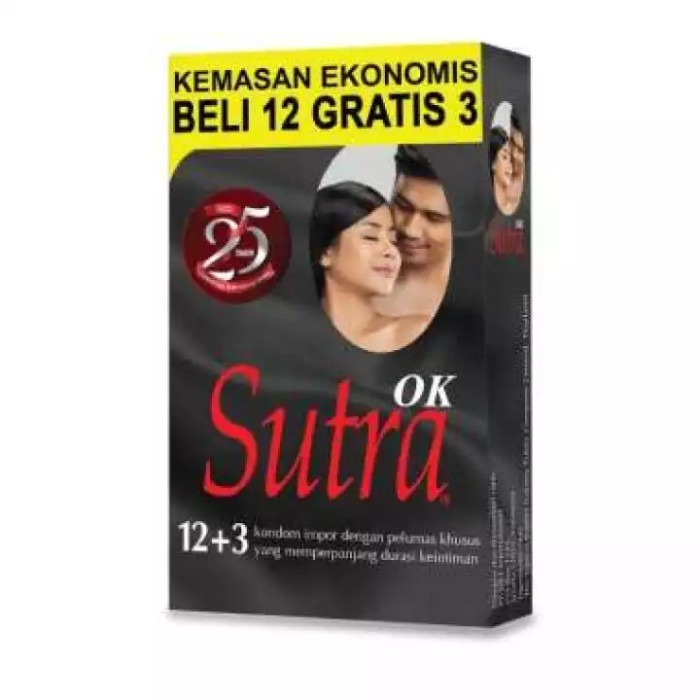 Kondom Sutra OK Hitam 12 + 3 TOTAL 15 PCS Kemasan econopack Lebih ekonomis lebih banyak