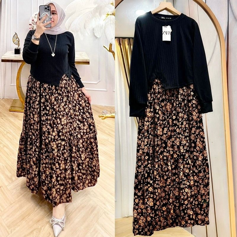 Gamis rompi Vest Tiara Cringkle airflow premium Gamis rompi motif terbaru