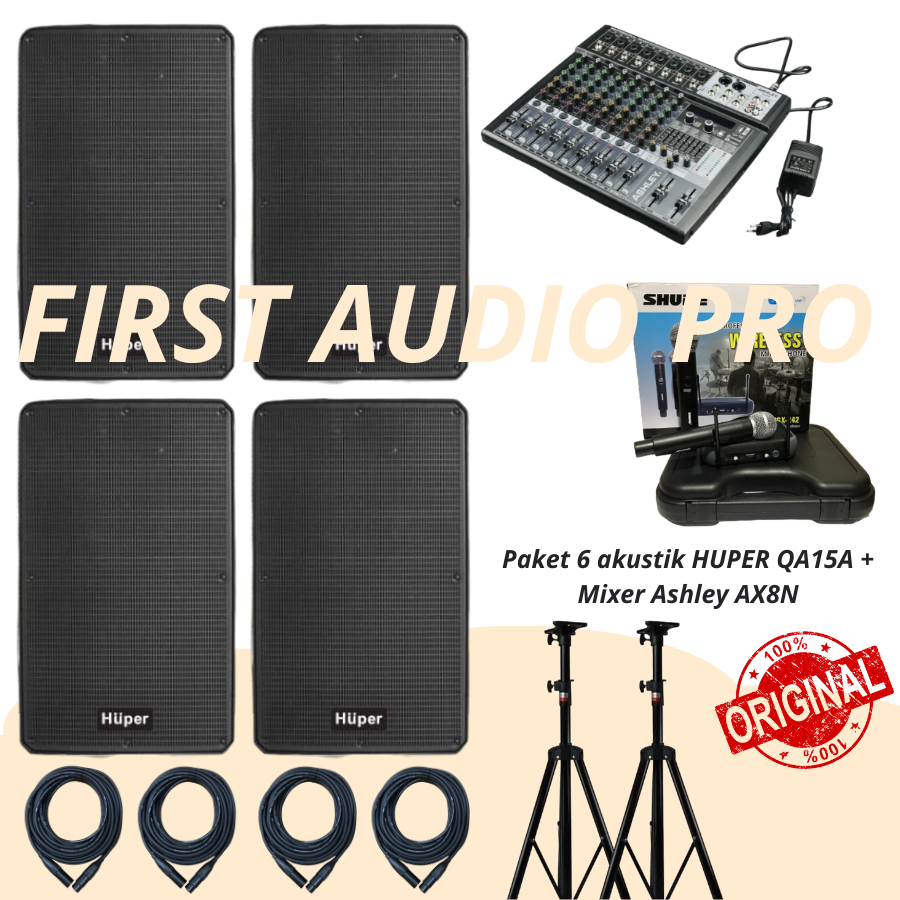 Paket akustik 6 HUPER QA15A + Mixer Ashley AX8N ORIGINAL HUPER
