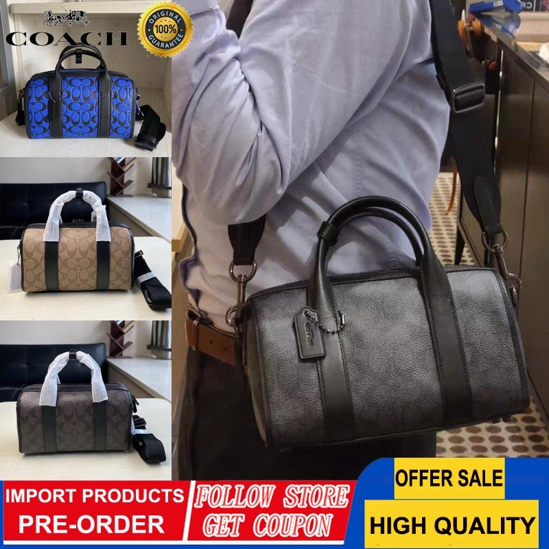 Coach Tas Pria Tas Selempang Bahu Gotham Boston Tas Bantal Kasual Hitam CA186 CA185