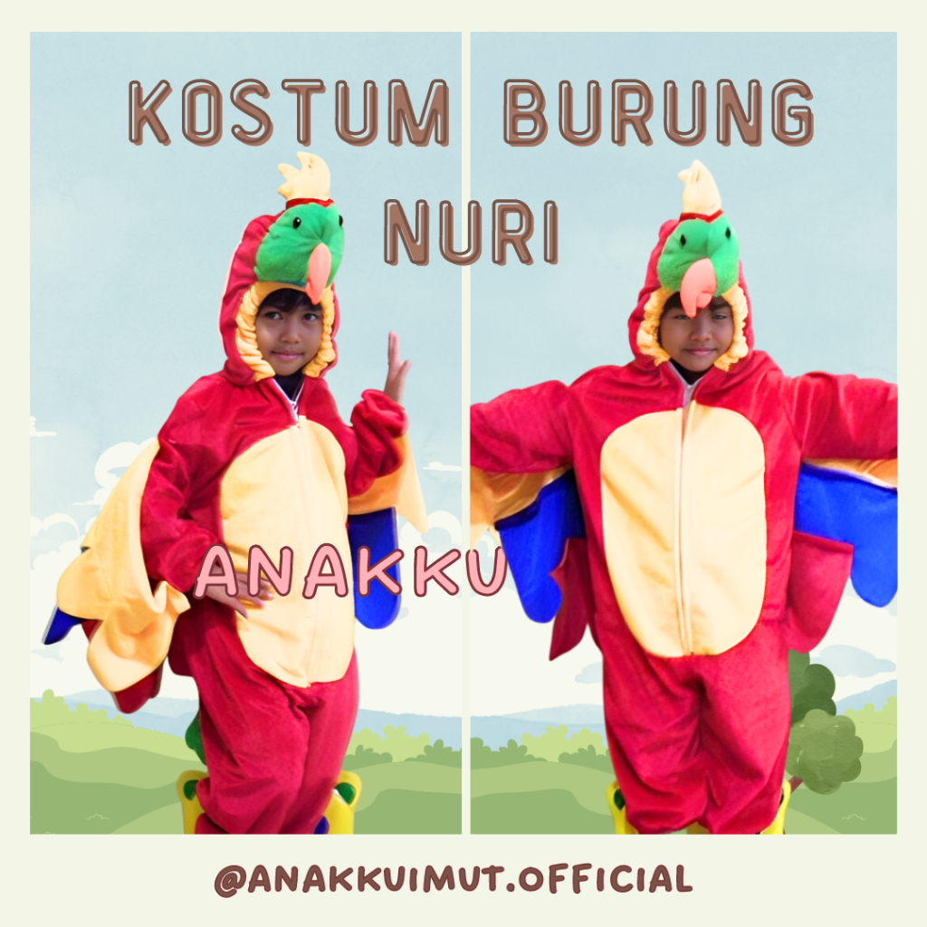 [ANAKKUIMUT] KOSTUM BURUNG NURI ANAK - KOSTUM NURI ANAK - KOSTUM BURUNG MERAH ANAK - PARROT KIDS COS