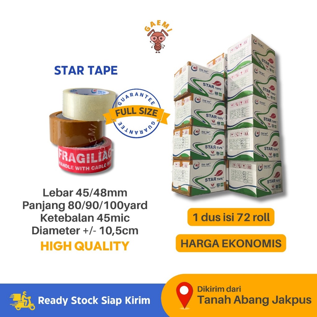 

Lakban Bening Per Dus | Lakban Bening Coklat 2 Inch | Lakban 45mm x 90 Yard | Ready Stock | By Gaemi