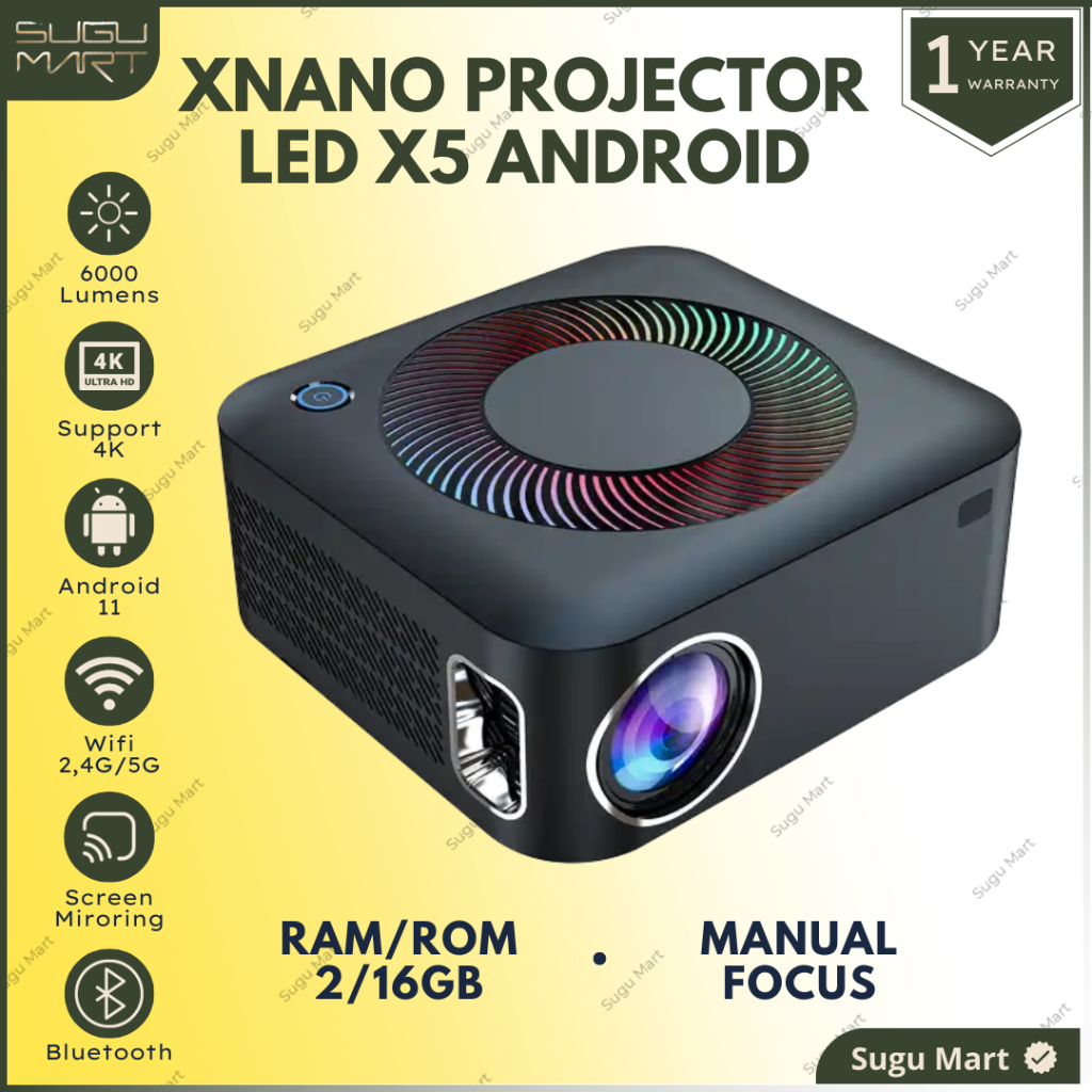 Proyektor XNANO X5 6000 Lumens RAM 2 / 16 GB Android 11 Full HD | Proyektor Android Wifi | Proyektor