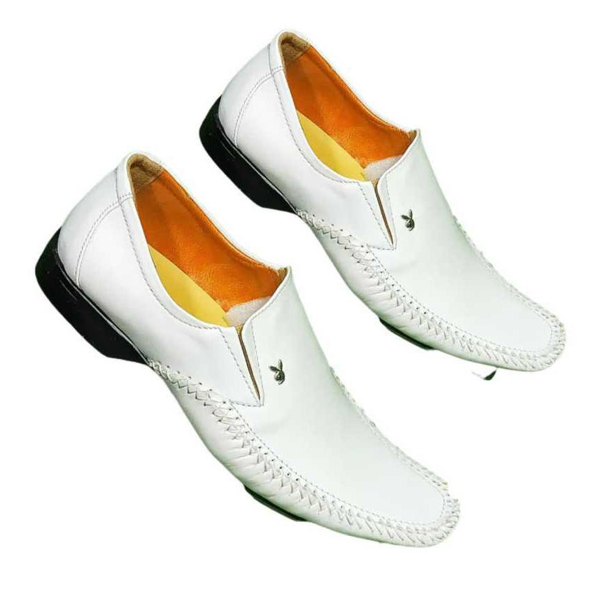 Sepatu pantopel putih sepatu formal pria kulit/Sepatu pantofel playboy sepatu pantopel kulit asli