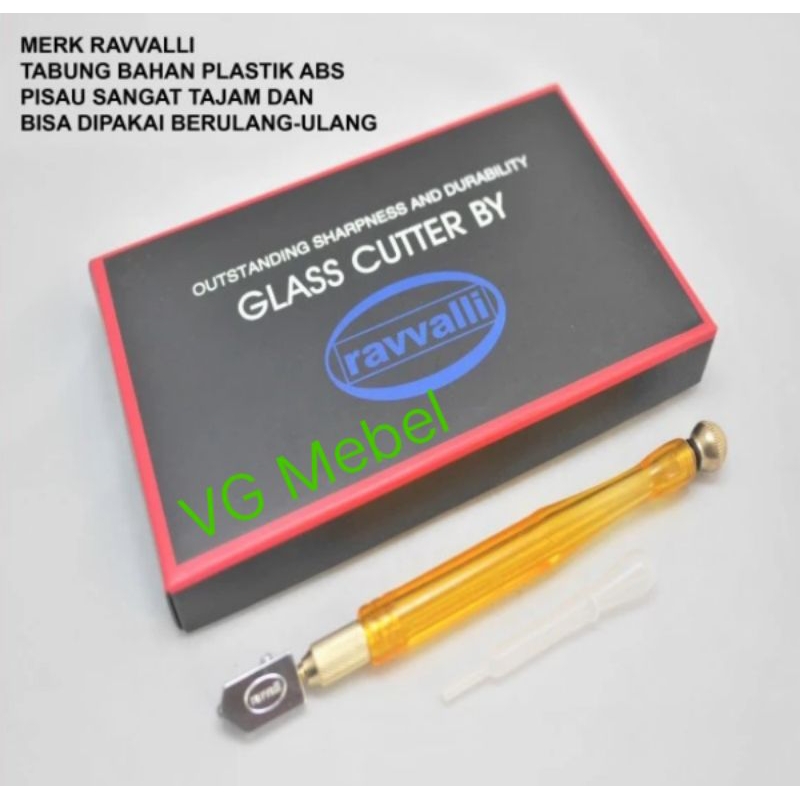 Alat Pemotong Kaca Merk RAVVALLI - Glass Cutter - Alat Potong Kaca