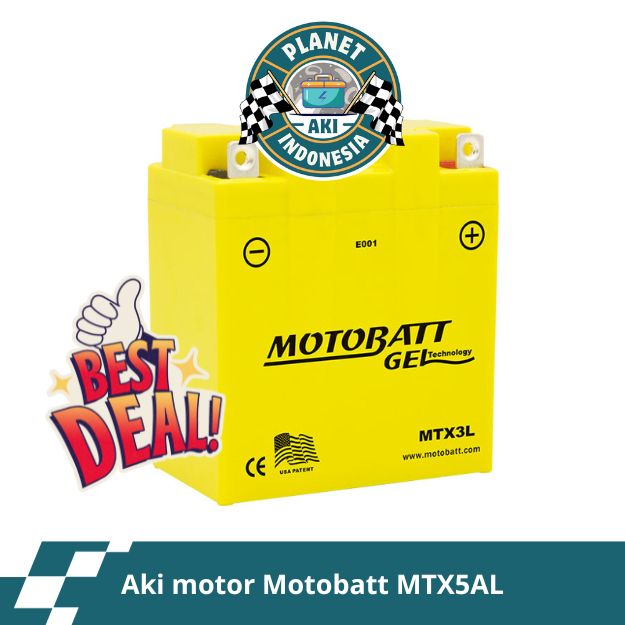 Aki motor yamaha RX king MTX3L Motobatt aki kering aki gel ORIGINAL