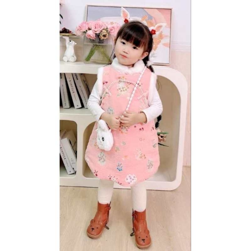 Preloved Winter Cheongsam Qipao Imlek Outer Coat Baju Dingin Anak Perempuan