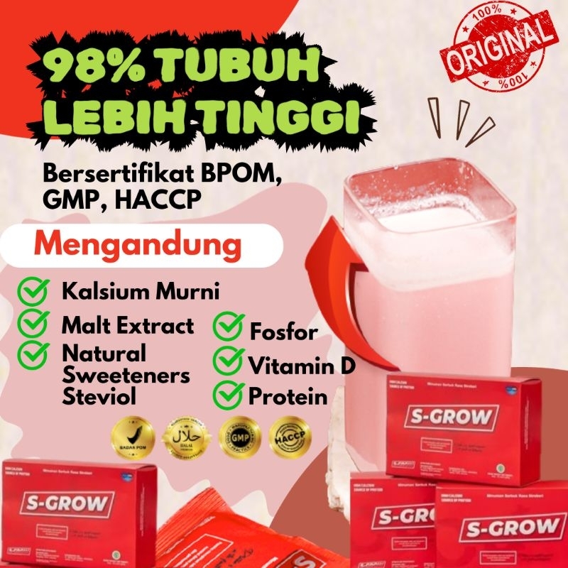 S-Grow Susu Kalsium Peninggi Badan Terbaik S-Grow Original BPOM Halal
