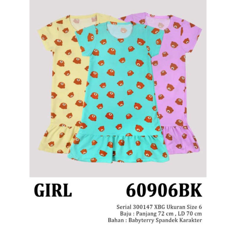 BAJU ANAK DASTER ANAK DASTER HARIAN ANAK BAJU HARIAN ANAK BABYTERRY LEMONE 60906BK size 06