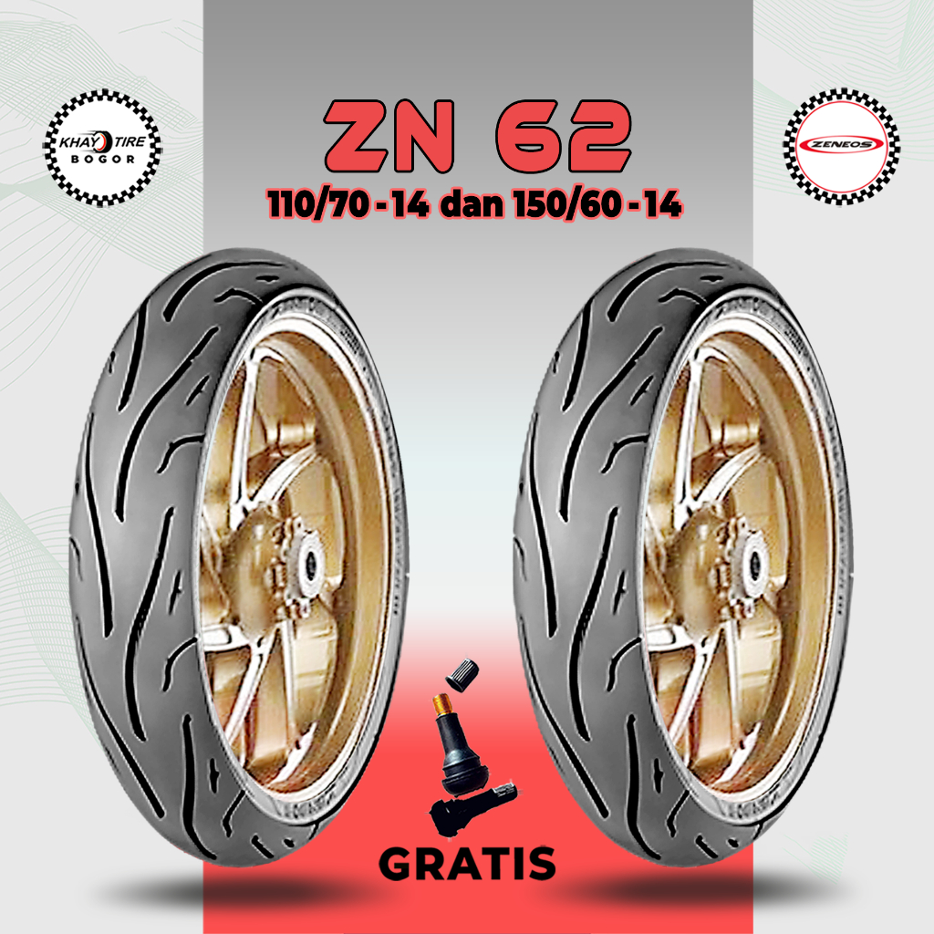 Sepasang Ban Motor 𝗬𝗔𝗠𝗔𝗛𝗔 𝗔𝗘𝗥𝗢𝗫 ZENEOS ZN62 110/70-14 dan 150/60-14 Tubeless