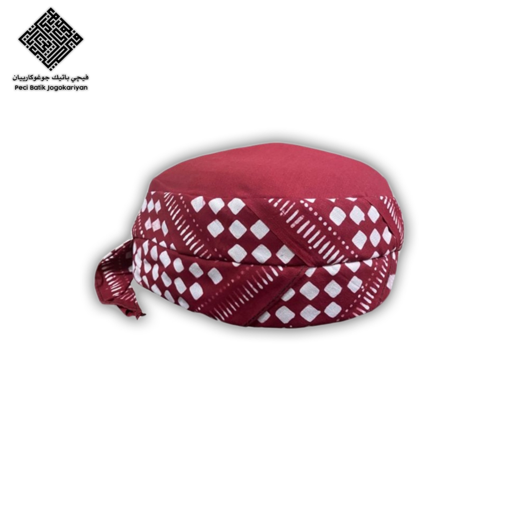 Peci Batik Jogokariyan Ori Motif Poleng Merah Putih Kopeah Songkok Udeng Lipat Peci Dewasa dan Anak 