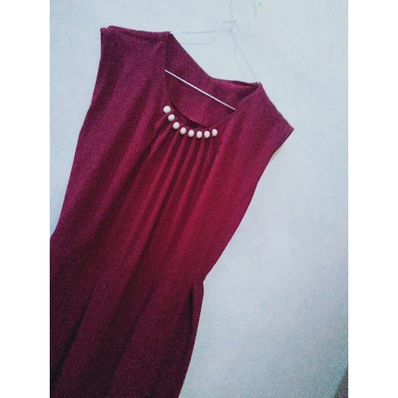 Gamis Dress kutungan premium pl warna maroon