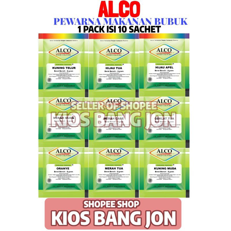 

Pewarna Makanan Bubuk Alco 5 GR 1 Pack 10 Sachet
