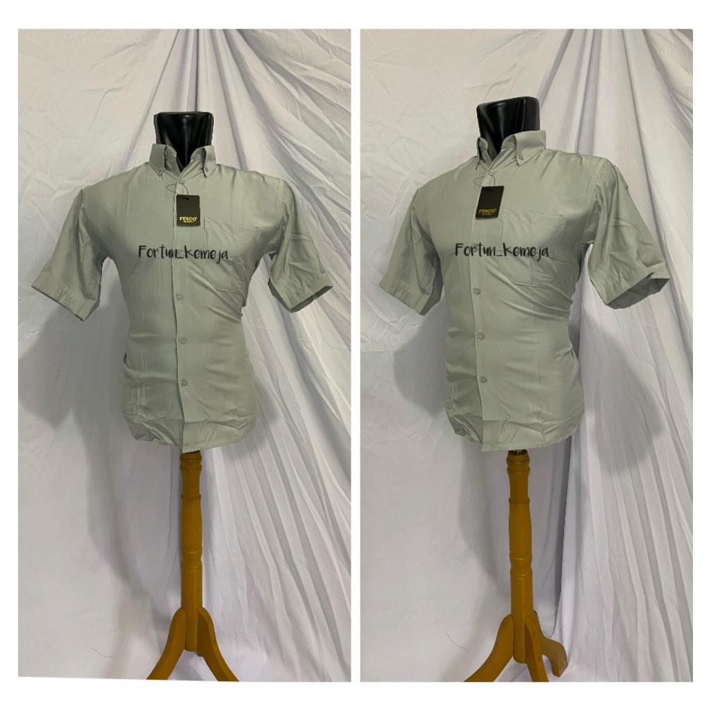 Kemeja Polos Tangan Pendek✓Kemeja Abu Muda(SILVER)✓Kemeja Pria