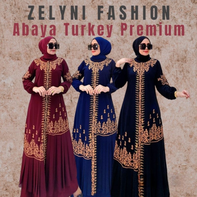 GAMIS ABAYA TURKEY TERBARU BUNGA MAPLE REMPEL BAJU KURUNG JERSEY MIX CERUTY