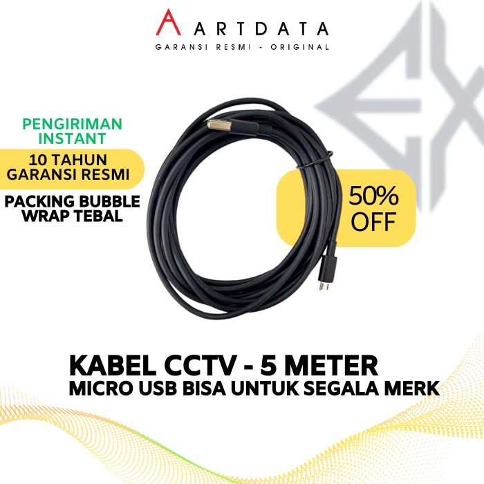 Exthetic Cable Micro USB Charge 5 meter, kabel CCTV 5m