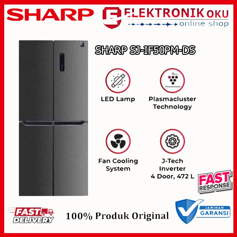 KULKAS SHARP 4 PINTU SJ-IF50PM-DS GARANSI RESMI