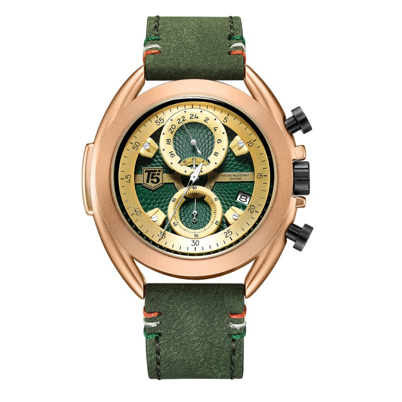 JAM TANGAN ANALOG PRIA T5 TALI KULIT ORIGINAL BERGARANSI T5 H 3673