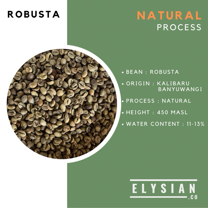 

Green Bean Robusta 1kg / Biji Kopi Robusta 1kg (Natural Proses)