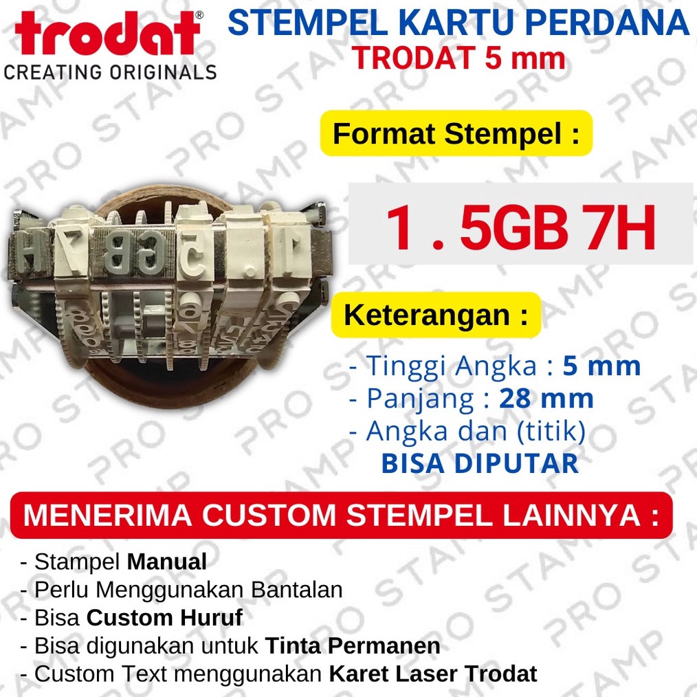 

ART F3K Stempel Angka Custom Kartu PerdanaVoucher Paket Data TRODAT