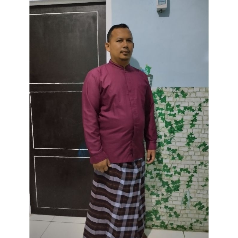BAJU MUSLIM KEMEJA KOKO / KEMKO JAYN MQ FASHION MAROON POLOS