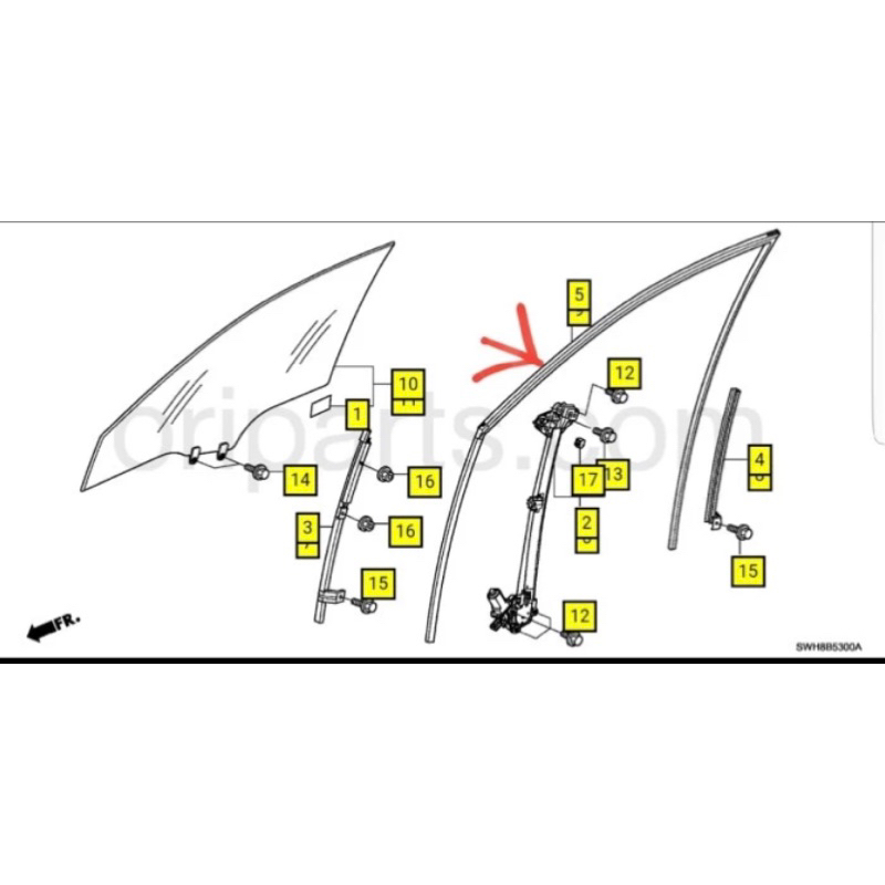 Karet Kaca Runchannel Honda Crv Gen 3 2007-2012