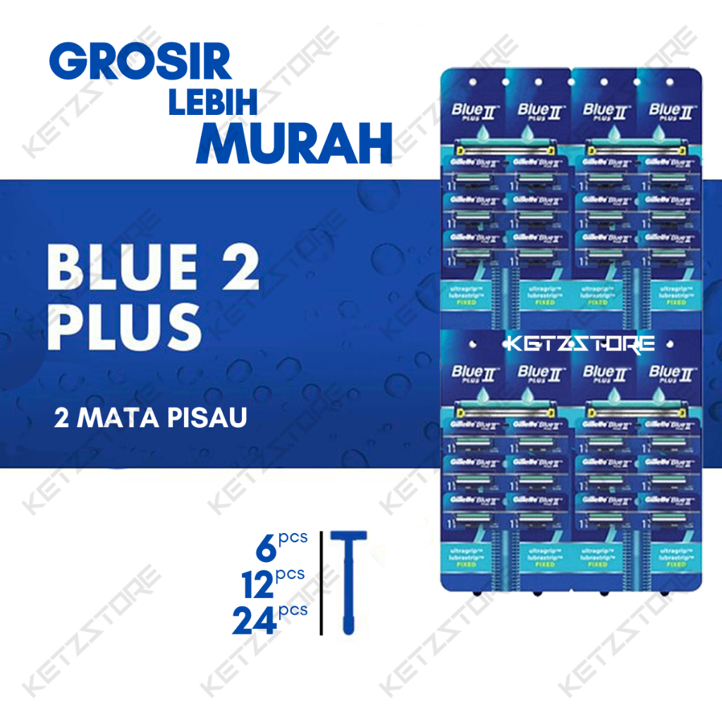 Kerokan jenggot kumis pisau cukur 2 mata pisau gillette blue 2 cukuran isi 24 pcs harga ecer grosir