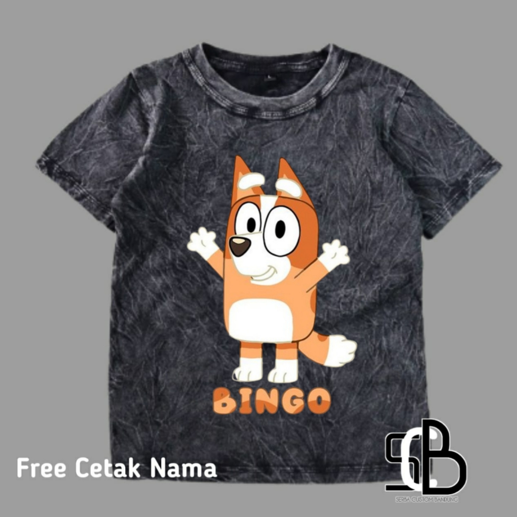 Kaos Atasan Anak Katun Washed Bluey Bingo