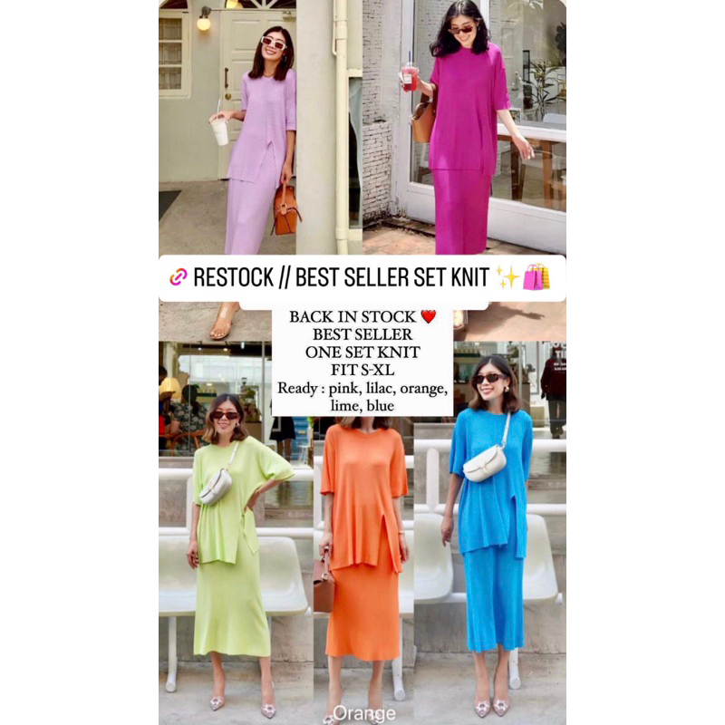 ONE SET ATASAN RAJUT ROK WANITA KEKINIAN RAJUT TERBARU KOREAN STYLE IMPORT KNIT RAJUT PREMIUM JUMBO