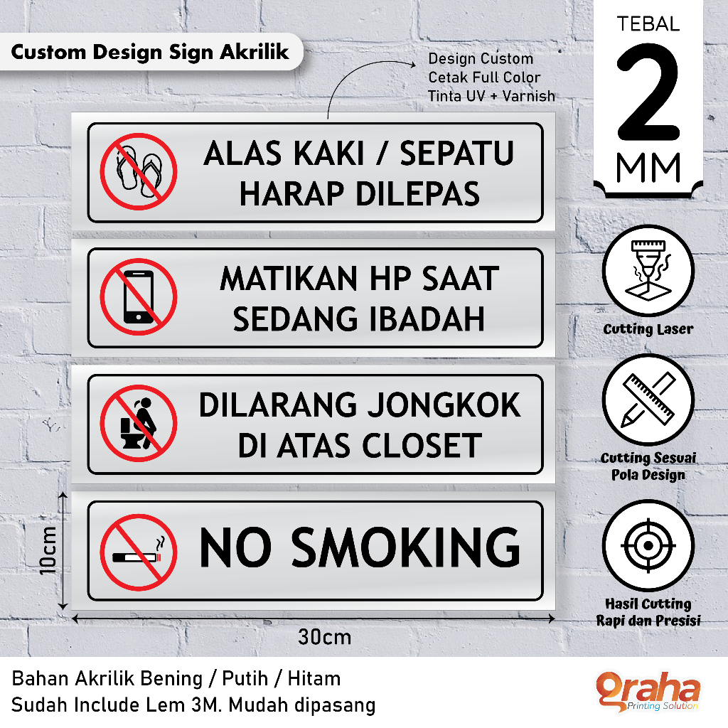 Custom Sign Akrilik | Cetak Sign Board | Custom Sign Board + UV Print