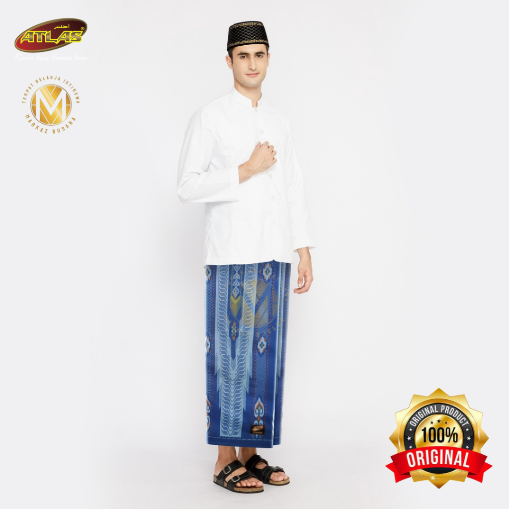 Sarung ATLAS Idaman 555 Harmoni Motif BHS SIF Biru