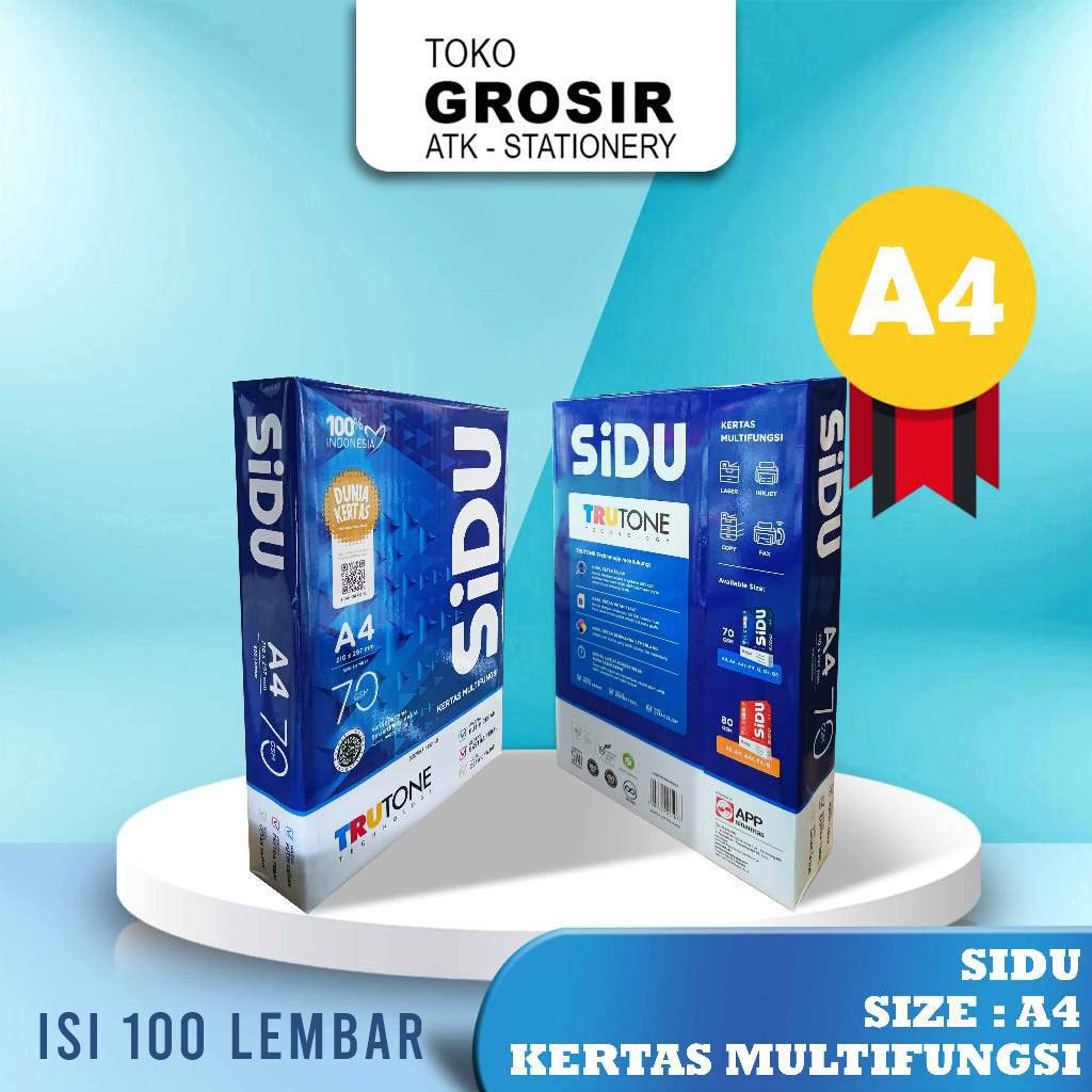 

(100 Lembar A4) Kertas HVS Ukuran A4 70 gsm SIDU 100 Lembar