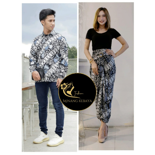 KEMEJA BATIK LENGAN PANJANG COUPLE ROK LILIT / ROK LILIT / ROK DAN KEMEJA BATIK COUPLE / ROK BATIK K