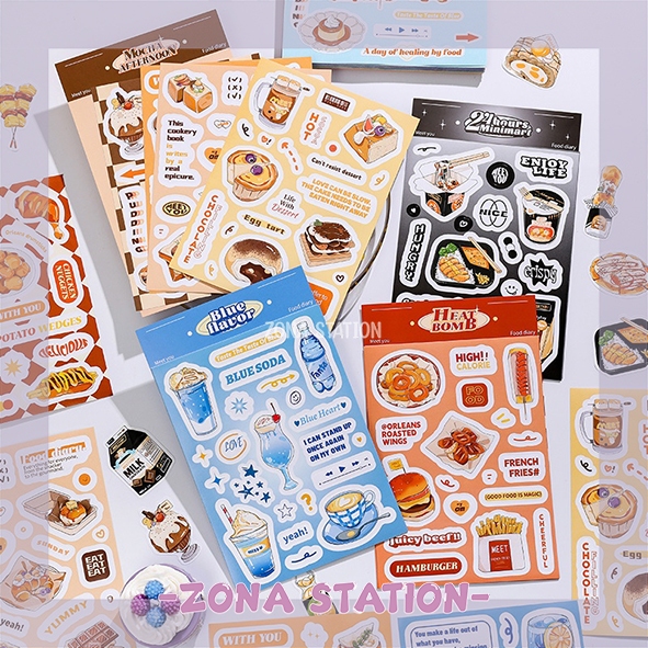 

[ZS] 4 Lembar / Sticker Food Diary Series Cute Decoration