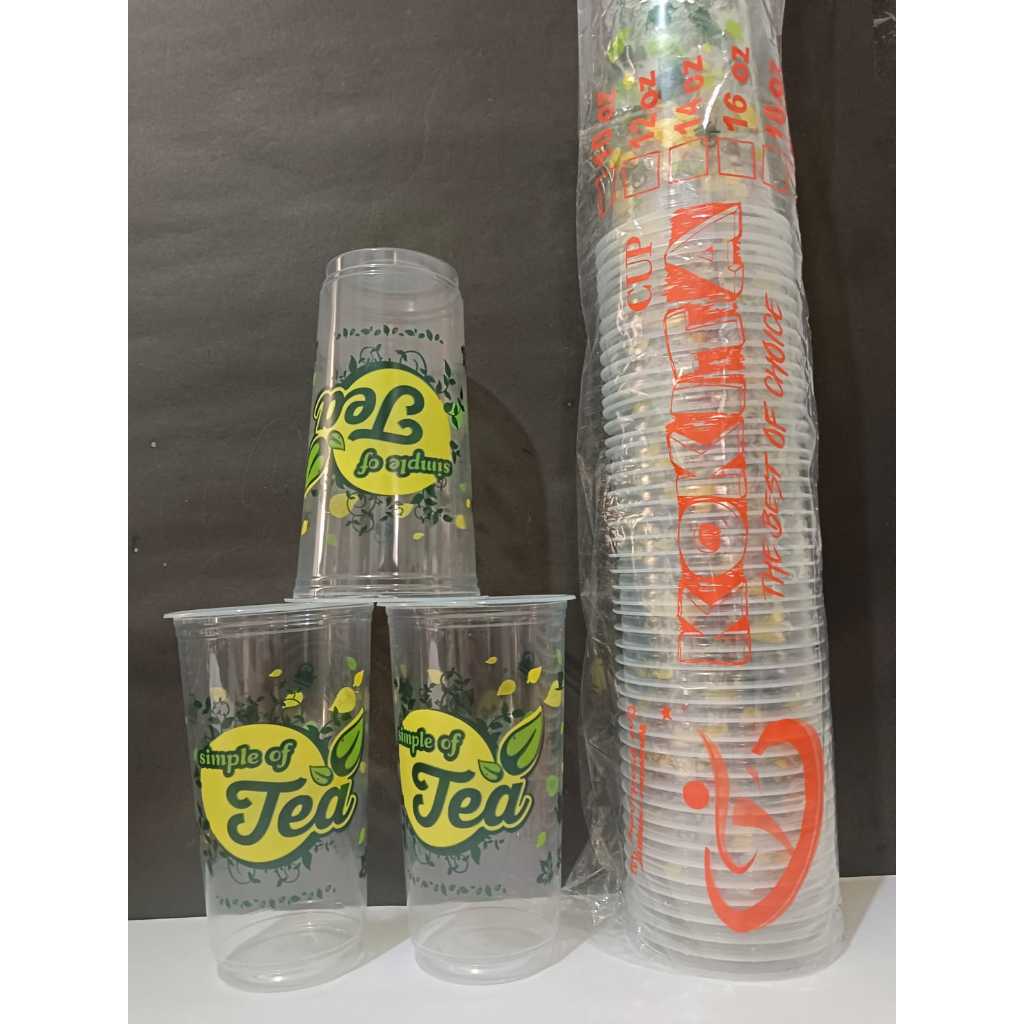 Gelas Printing Simple Tea Uk 22 Oz - 1 Roll isi 50 Pcs Dan Gelas Plastik Motif Teh Gelas Oz Gelas Pl