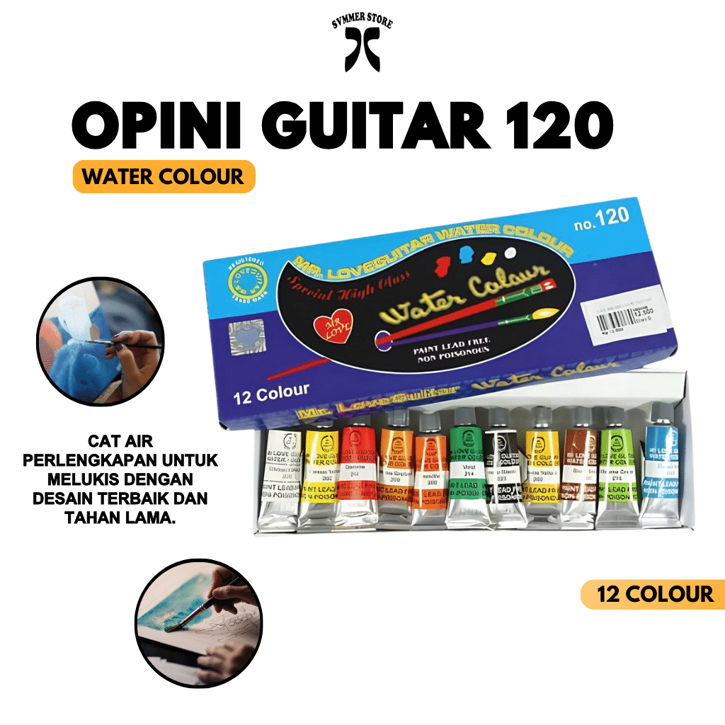 

Cat Air Lukis Merk Opini Guitar No. 120 / WaterColour Cat Lukis Kanvas 12 Warna