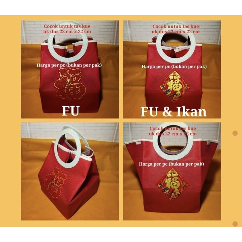 

Kantong Tas Kain Bingkisan Goodie Bag Souvenir Kado Gagang Bulat Imlek FU