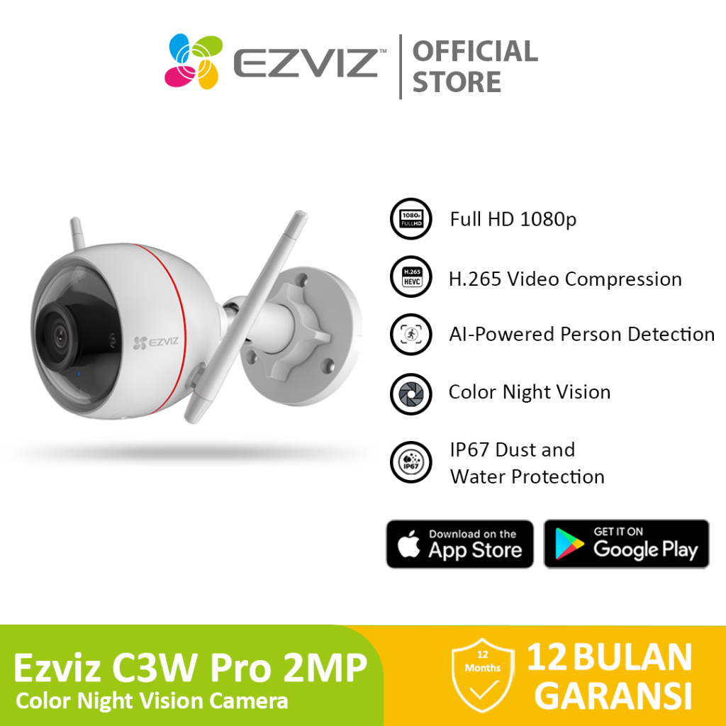 Cctv Ezviz C3W Pro 2Mp Color Nht Vision Ip Camera