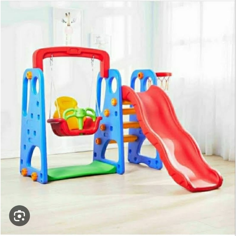 Mainan Anak Perosotan Slide Folding Slide Play Ground Ring Basket Ayunan Swing JM30212