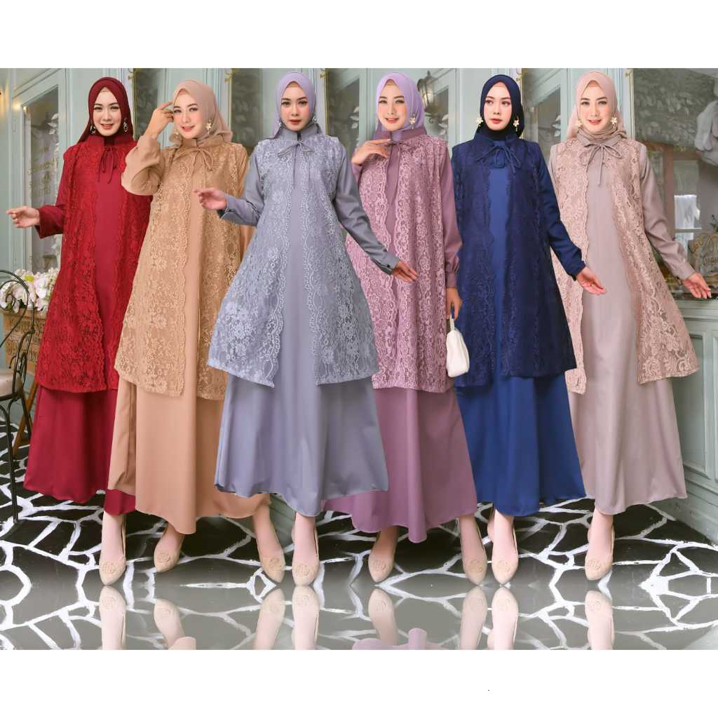 PO SERAGAM GAMIS BROKAT SET INNER OUTER BAHAN TOYOBO ORIGINAL