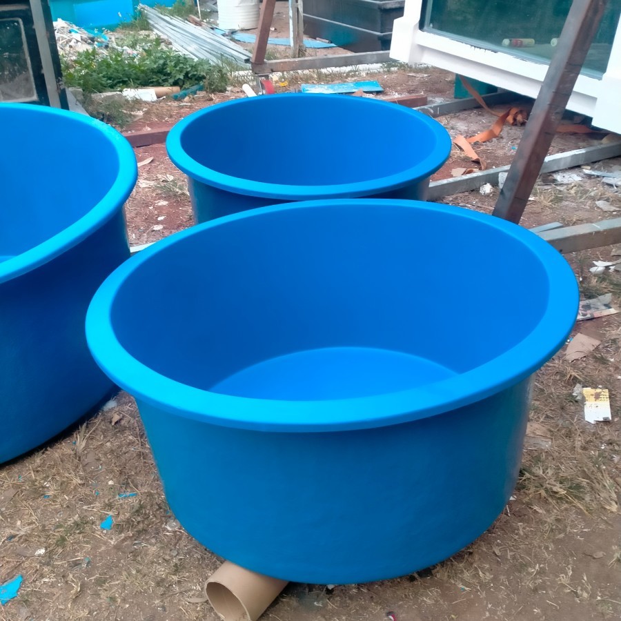 Bak fiber kolam bulat ikan koi ukuran Dia 100x50 cm fiber gelass