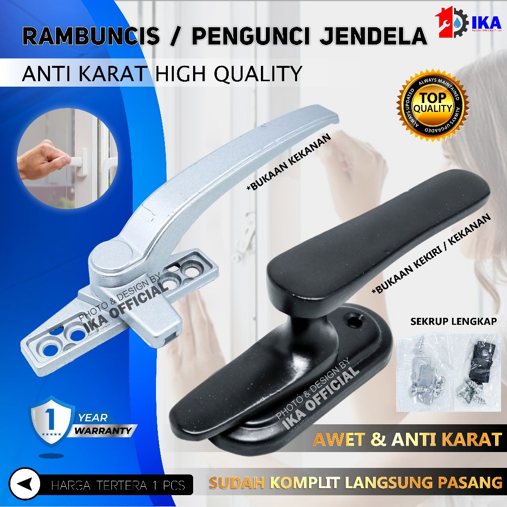 Rambuncis jumbo Handle Kunci 2 arah KANAN KIRI BUKA TUTUP Jendela kuningan Grendel Panolet Slot Stai