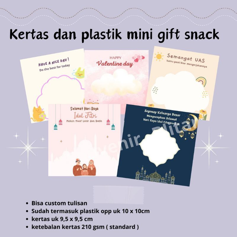 

Free Custom kertas Mini gift ( Tanpa snack)