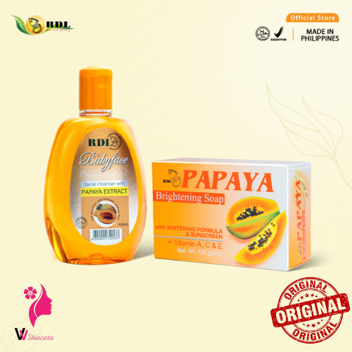 Paket Glowing RDL Sabun Papaya 135 gr dan Facial Cleanser 150 ml Paket Original Philippines Thailand
