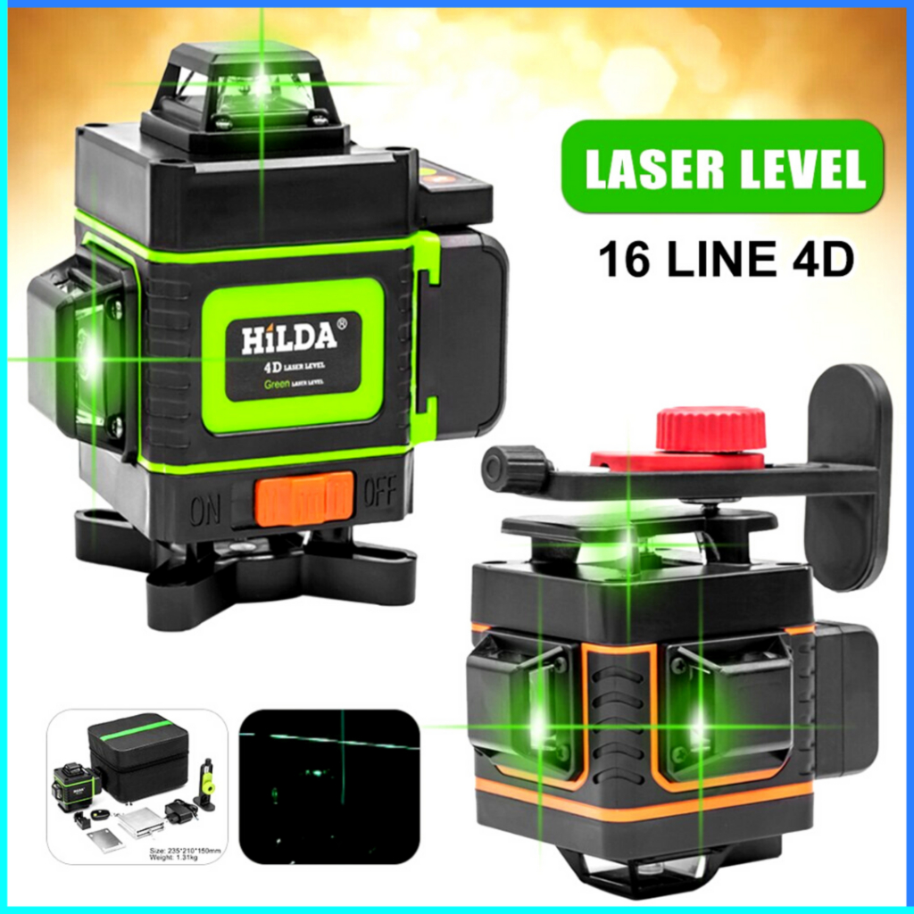 COD Cepat Hilda Laser Level 16 Lines Mesin Self Leveling Laser Sinar Hijau dengan Remot Laser Siku W