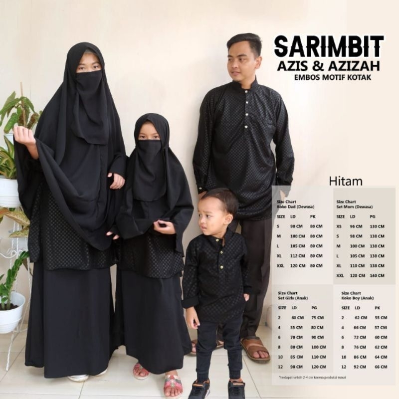 PRELOVED NAVY Set Couple Sarimbit Azizah Embos Setelan Gamis Plus khimar Free cadar Baju muslim Pria Koko kurta Anak Maupun Dewasa