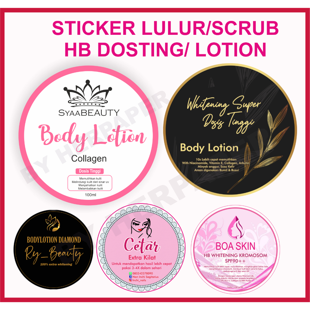 

STIKER LULUR. STIKER SCRUB. STKER HB DOSTING. STIKER LULUR REMPAH. STIKER BEDDA LOTONG. body lotion. stiker lotion