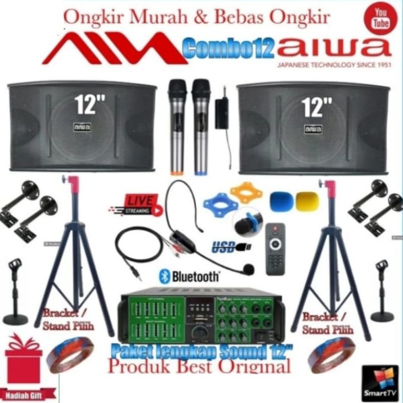 Paket Karaoke 1 set sound system Audio 12 inch Aiwa Combo 12 Siap live