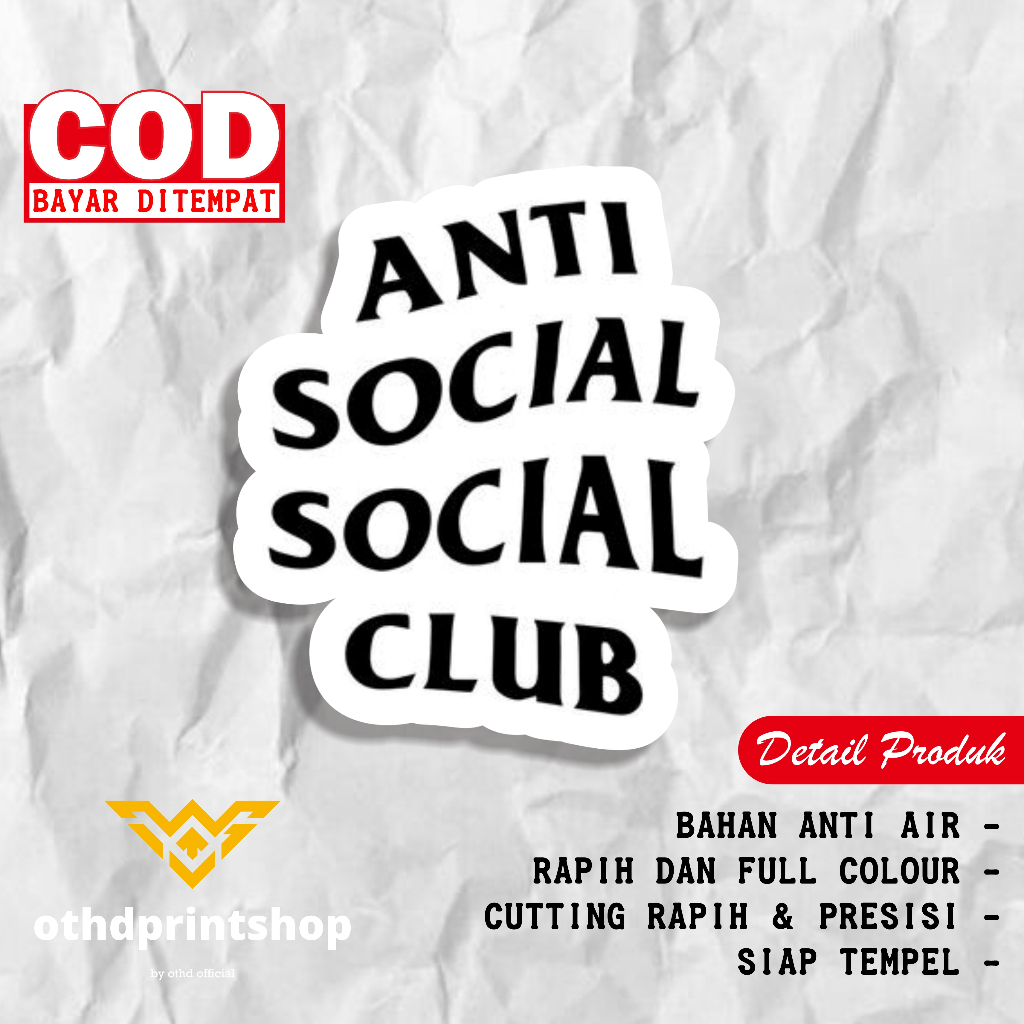 

Stiker Anti Social Social Club Sticker Satuan Tinggal Tempel stiker princutt Stiker Bahan Vinil Tahan Air Waterproof